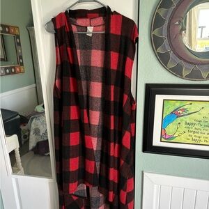2XL buffalo plaid open duster